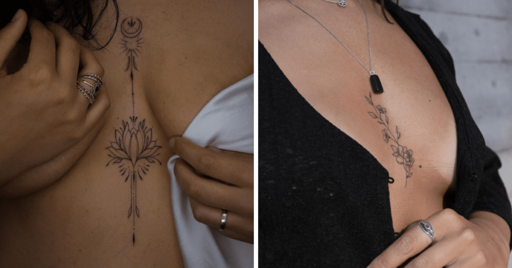 24 Fiery Center-Chest Tattoo Ideas Women Can’t Stop Pinning — Try One Now!
