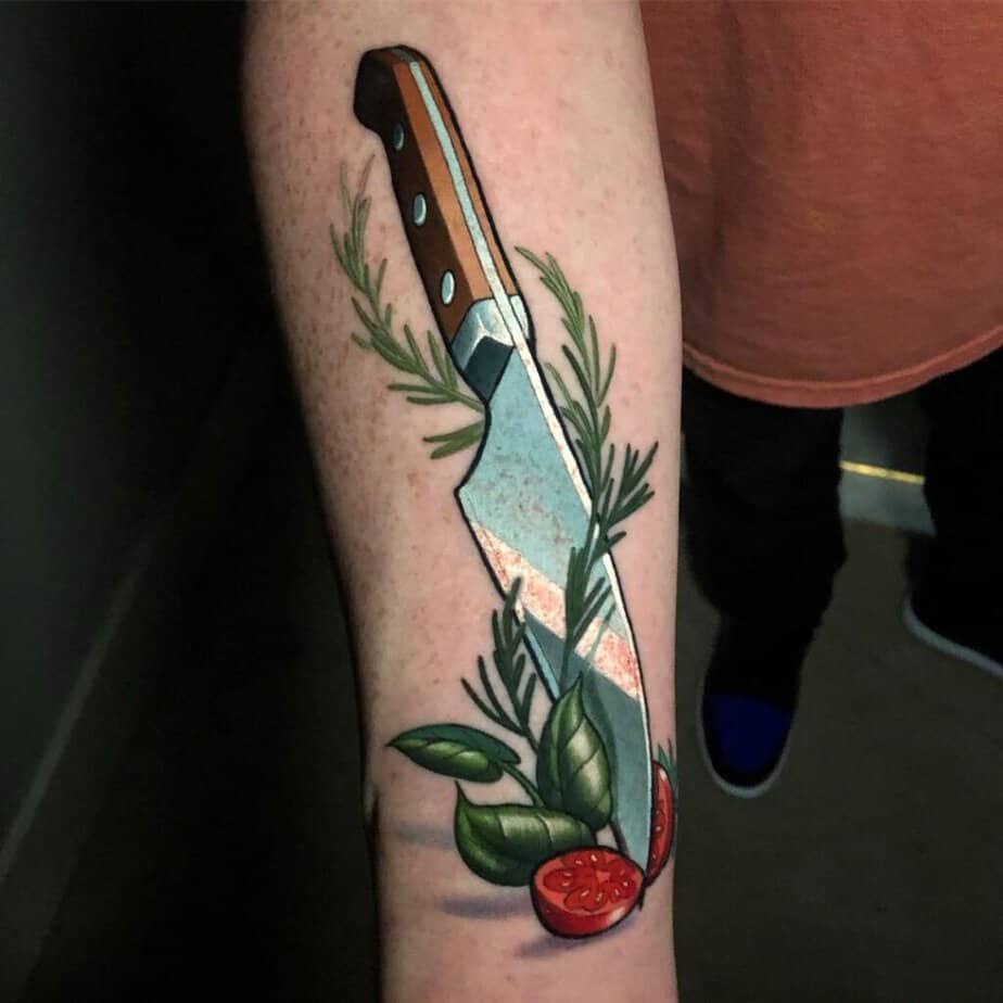 12. A colored chef tattoo 