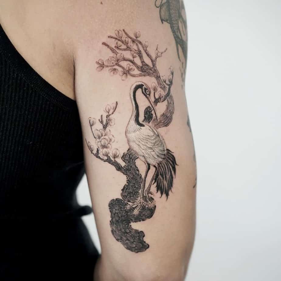 20 Fascinating Crane Tattoo Ideas And Their Meanings